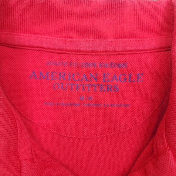 American Eagle Outfitters Mens Red Polo Shirt M 100% Cotton Short Sleeve - Picture 3 of 8